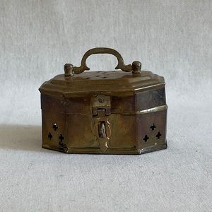 Vintage Brass Cricket Box with Handle and Latch